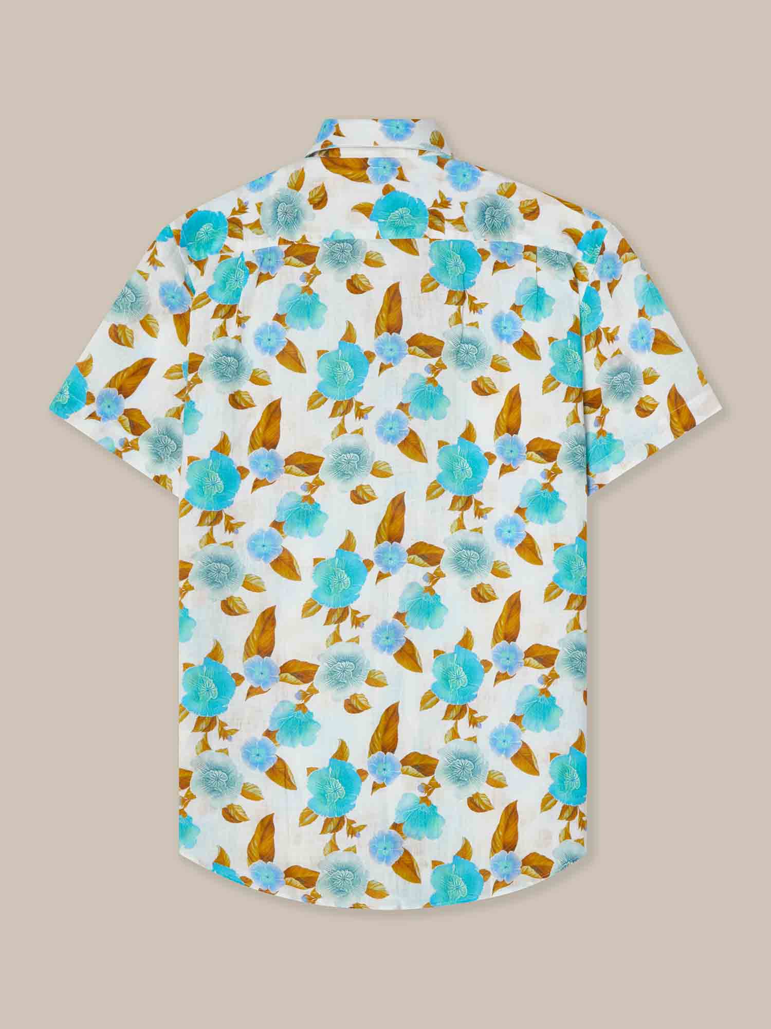 Morgan Floral Print Linen Short Sleeve Shirt image