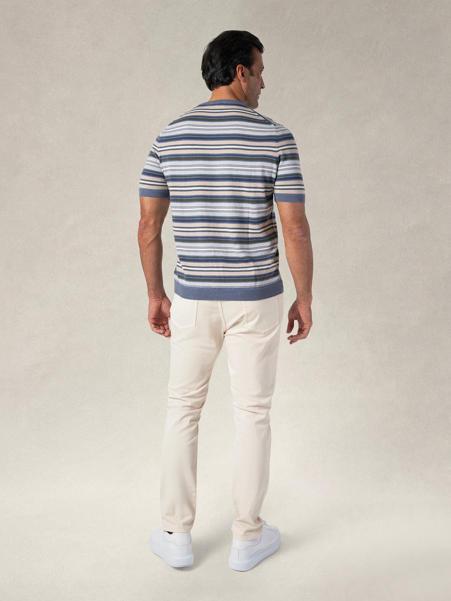 Pratt Multi Stripe Short Sleeve Crewneck Sweater image